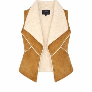 Sanctuary Camel and Cream Shearling Vest